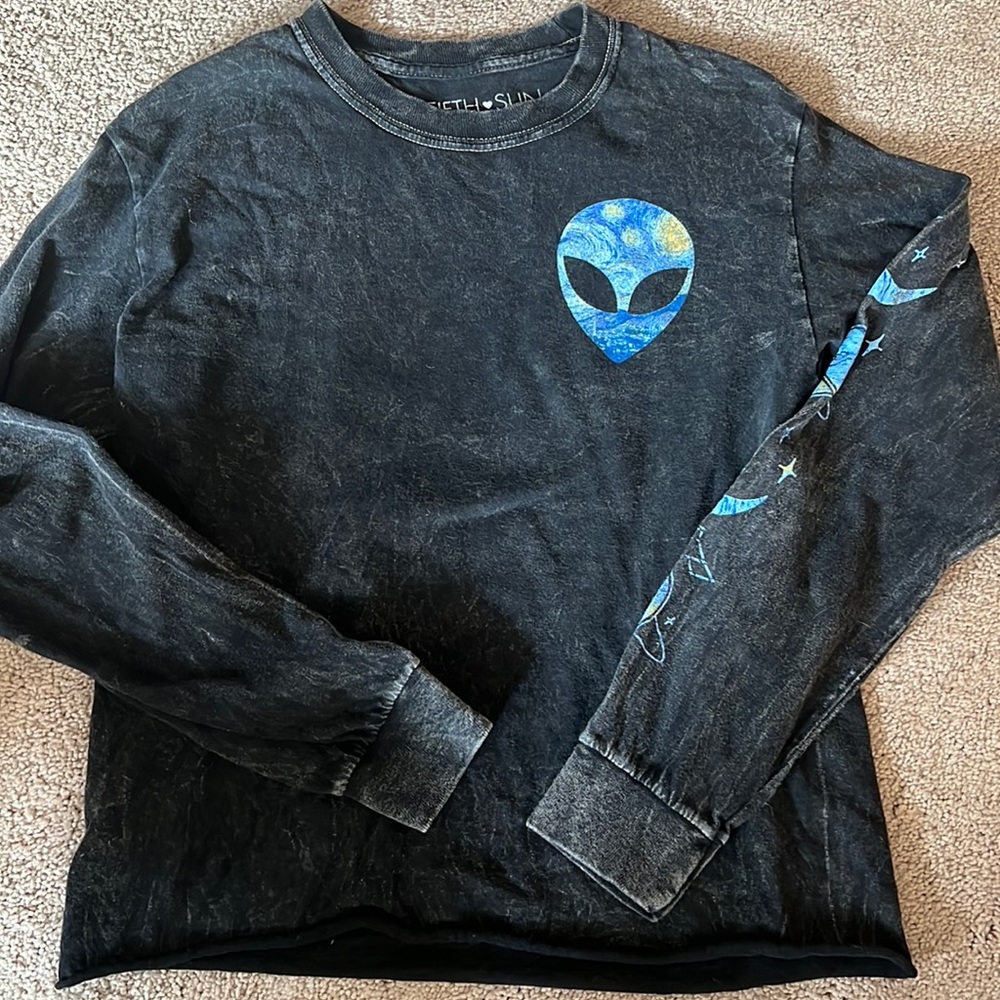 Acid wash alien planets stars long sleeve